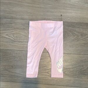 NWOT Nike Light Pink Leggings with Silver Logo Size 12 months